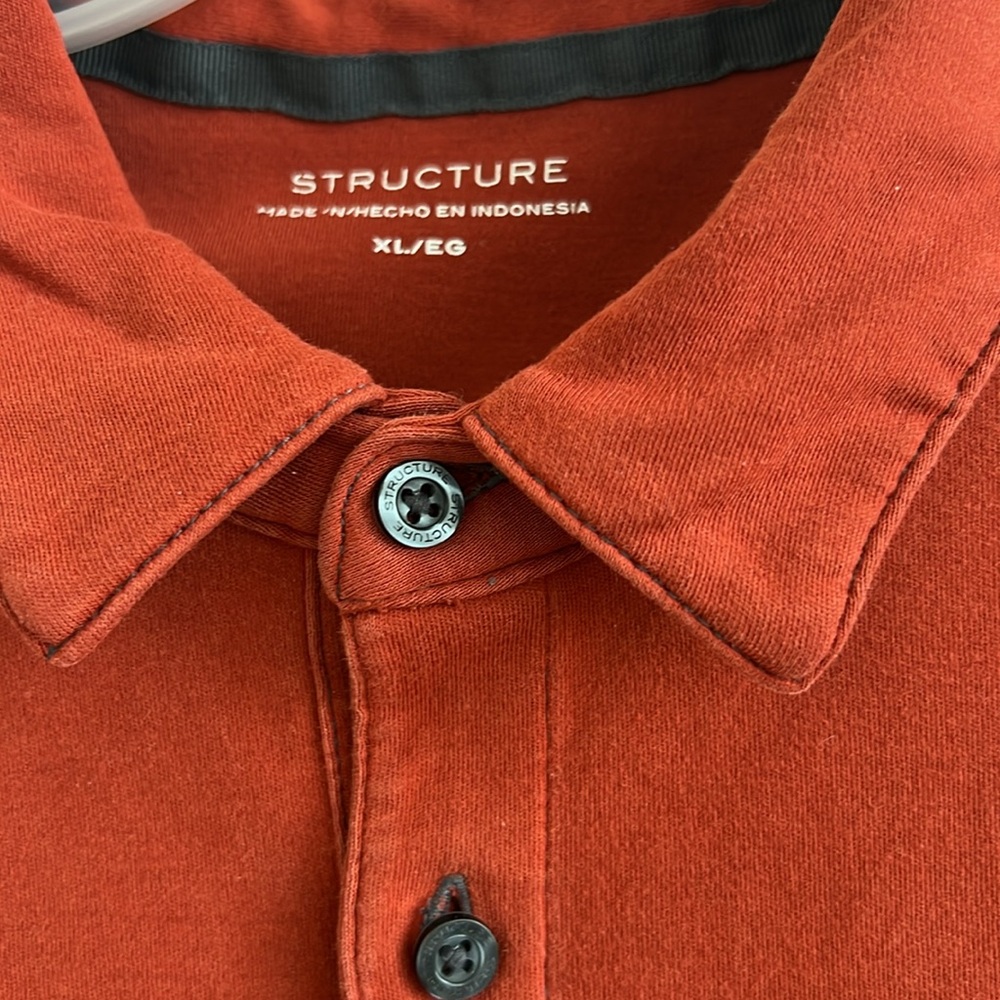 Structure Men's Dark Red Polo Shirt Contrast Stitching - Size XL